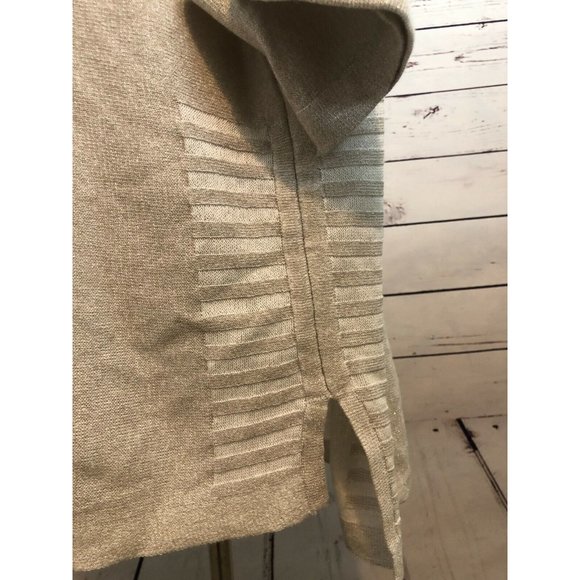 Chicos size 2 Large short sleeve sweater Beige Stripe Womans Metallic Womens‎ - Picture 3 of 11